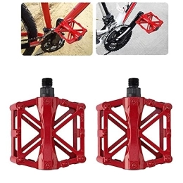 UKKD Spares UKKD Bicycle Pedals Bicycle Metal Alloy Flat Platform Pedals Mtb Road Mountain Bike Pedal-Red