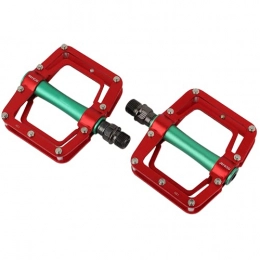 Aoutecen Spares Universal Pedal, Aluminum Alloy 1 Pair Anti-Skid Mountain Bike Pedals for Road Mountain BMX MTB Bike(Red Green)