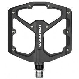 Venzo Spares Venzo Flat Mountain Bike BMX / MTB Non-Slip Aluminium Sealed Bearing Pedals - 10.5mm Ultra Thin Profile - Large Bicycle Platform Pedals 9 / 16" with Anti-Skid Nails