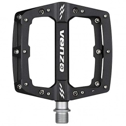Venzo Spares Venzo Flat Mountain BMX MTB Aluminum Bike Sealed Bearing Pedals - Large Bicycle Platform - 110mm x 100mm - Pedals 9 / 16" with Anti-Skid Anti-Slip Nail