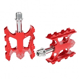 VGEBY Mountain Bike Pedal VGEBY Bike Pedal 1 Pair Bicycle 3 Bearing Aluminum Alloy Pedal Durable Mountain Bike Bearing Pedals(red)