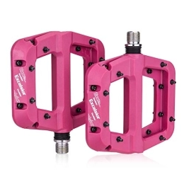 VISTANIA Mountain Bike Pedal VISTANIA Cycling 9 / 16" Spindle MTB Flat Bike Pedals Non-Slip Mountain Bike Pedals Platform Wide Platform pedales bicicleta mtb accessories (Color : Pink)
