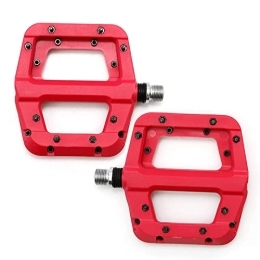 Vkinman Spares Vkinman Mountain Bike Pedals Non-Slip Lightweight 3 Bearing Nylon Fiber Replacement for BMX MTB 9 / 16" (Red)
