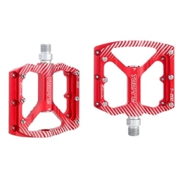 VORCOOL Mountain Bike Pedal VORCOOL 2 Pcs Mountain Bicycle Pedals Aluminum Alloy Bike Pedals Bicycle Platform Flat Pedals for Road Mountain BMX MTB Bike Red