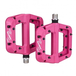 VusiElag Spares VusiElag Mountain Bike Pedals Nylon Fiber Bearing Lightweight Mountain Road Bicycle Platform Pedals Bicycle Flat Pedals Non-slip Bicycle Platform Pedals for MTB BMX Bike Rosy 1 Pair