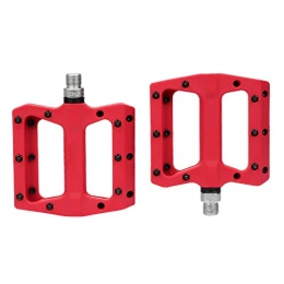 WAGX Mountain Bike Pedals, Nylon Composite Bicycle Pedals with 3 Bearing - Removable Non-slip Nail, standard 9/16" spindle - for Most Types of Bicycles,Red
