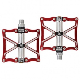 WANGDANA Mountain Bike Pedal WANGDANA Bicycle Super Mountain Bicycle - Aluminum Alloy Sticker Step Into Bicycle Parts, 1612A Red