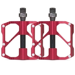 WANGLXFC Spares WANGLXFC Durable Bicycle Cycling Bike Pedals, Aluminum Antiskid Durable Mountain Bike Pedals Road Bike Pedals, 3 Bearings Cozy, Red
