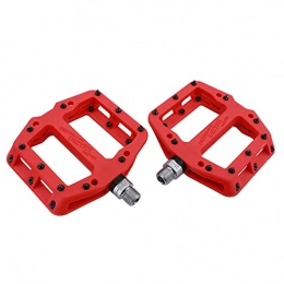Warme Mountain Bike Platform Pedal, Nylon Road Bicycle Flat Pedals for Outdoor Riding,1 Pair (Red, 13.8cm*10.1cm)