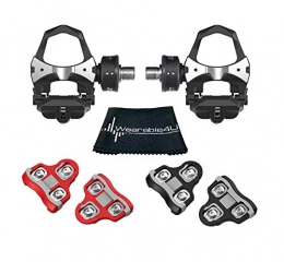 Wearable4U Mountain Bike Pedal Wearable4U Favero Assioma Duo Pedal Based Cycling Power Meter with Extra Cleats Cleaning Cloth Bundle (Black (0 Degree Float))