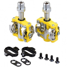  Mountain Bike Pedal Wellgo Dual Sided SPD Clipless Pedals Mountain Bike Two Sealed Bearing Shock Absorption Cycling Pedal (Yellow)