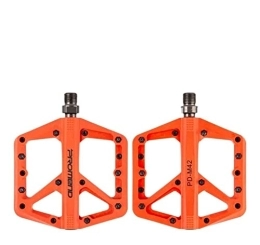 WENZI9DU Spares WENZI9DU Bicycle Mountain Bike Pedals Ultralight Seal Bearings M42 Nylon Flat Platform Anti-Slip for MTB Road Cycling Accessorie (Color : Orange)