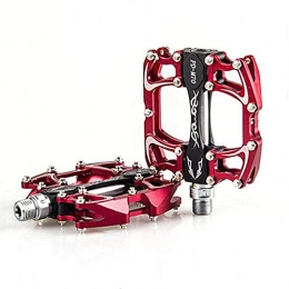 WJH Mountain Bike Pedal WJH Bicycle Pedals, Mountain Bike Lightweight Anti-slip and Durable Pedals, Titanium Alloy Bearing Pedals with Large Treads, Outdoor Riding Ankles, Red