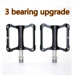 WJH9 Mountain Bike Pedal WJH9 3 Bearings Light Road Bike Pedal, Aluminum Alloy Bicycle Mountain And Road Bike Pedals Ultra-Light Durable CNC / 258 g / pair / Non Slip Durable, Lightweight, Black(3bearing)