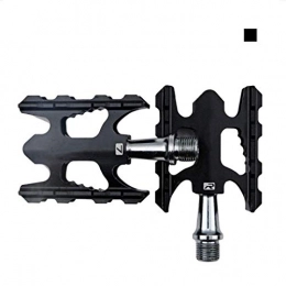 WJH9 Spares WJH9 Bicycle Pedal, Ultra-Light And Durable CNC Non-Slip And Durable Ultra-Light Mountain Bike Flat Shoes Pedal 3 Bearing 9 / 16 MTB Pedals DU Bearing Hybrid Pedal, Black