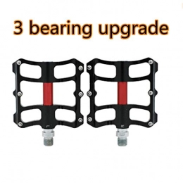 WJH9 Spares WJH9 Road Bike Pedals Ultra Light Durable CNC / 258 gNon-Slip Durable Lightweight Aluminum Alloy Mountain Bicycle 3 Bearings Light Road Bike Pedal for Stunt Show Off-Road, Black(3bearing)