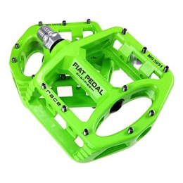 WMM-Bicycle Accessories Spares WMM Mountain Bike Non-Slip Pedals, Bicycle Alloy Flat-Platform Bearing Pedals 9 / 16 inch Surface for Road BMX MTB (Color : Green)