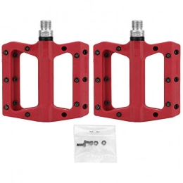 Woyisisi 1 Pair Nylon Plastic Mountain Bike Pedal Lightweight Bearing Pedals for Bicycle(Red)