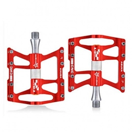 WULIHONG Spares WULIHONG-pedalBike Pedals Advanced 4 Bearings Fine-quality Mountain Platform Bicycle Flat 9 / 16" Hollowing Ultralight Bike Pedals Red