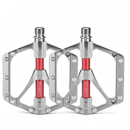 WUYEA Spares WUYEA 1 Pair Bicycle Pedal Big Tread Lightweight Titanium Alloy Pedal Palin Bearing Suitable For Mountain Bike, Silver