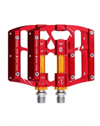 WXX Spares WXX Aluminum Mountain Bike Pedals 4.6 Mountain Bike 3 Bearing Pedal Antiskid Durable Bicycle Pedals, for 9 / 16 Oxidized Road Bike Pedal, red