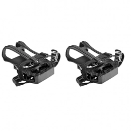WYDMBH Bike Pedals Bike Pedal Aluminum Alloy Pedal with Toe Clips & Cleats Bicycle Accessories for Spin Bike Exercise Bikes (Color : Black)