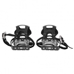 X AUTOHAUX Pair Bike Pedals 1/2" Spindle Platform W/Toe Clips Fixed Foot Strap