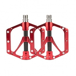XBXB Mountain Bike Pedal XBXB Bike Bicycle Pedals, Aluminum Alloy Antiskid Durable Body Super Light Stable Plat Sealed Bearings Bicycle Peddles Mountain Bike Pedals-Red