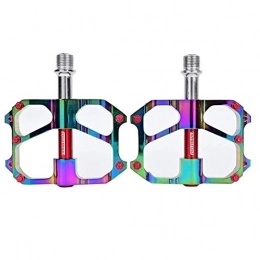 XIEZI Mountain Bike Pedal XIEZI Bicycle Cycling Bike Pedals Bike Ultra Light Bicycle Pedal All CNC MTB Pedal 3 Bearing Aluminum Pedal Electroplated Rainbow One Pair mountain (Color : K11)