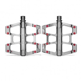 XIONGHAIZI Spares XIONGHAIZI Bicycle Pedal, Universal Mountain Bike Pedal Platform Bicycle Super-sealed Bearing Aluminum Alloy Flat Pedal 9 / 16", High Quality (Color : Silver)