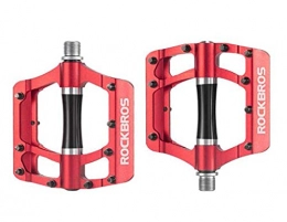 XJFLLX Bicycle Mountain Bike Pedal Aluminum Alloy Pedal Pelin Bearing Anti-Skid Riding Pedal,Red