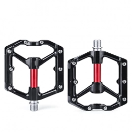 XUANAN Spares XUANAN MTB Pedals, Flat Pedals, Aluminum Alloy Anti-Skid Bicycle Pedals, Durable Sealed Bearings, with Reflectors, For Road Mountain BMX MTB Bike, Black red