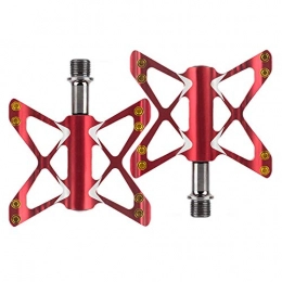 XULONG Spares XULONG Mtb bike Pedals, 3 Sealed Bearings, CNC Machined Aluminum Alloy Body with butterfly shape, standard 9 / 16 Inch, Anti-Slip Wide Platform-A Pair, Red