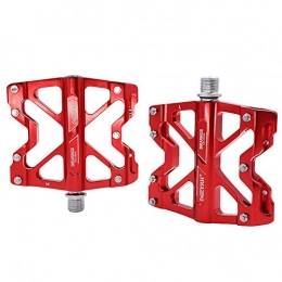 XXZ Mountain Bike Pedal XXZ Mountain Bike Pedals, 3 Bearing Composite 9 / 16 Bicycle Pedals High-Strength Non-Slip Surface for Road BMX MTB Fixie Bikes flat Bike Alloy, Red