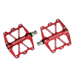 XYXZ Spares XYXZ Bike Platform Pedals Bike Pedals, CNC Machined Aluminum Alloy Bicycle Wide Platform 4 Bearing Pedals, For Folding bike / Mountain Cycling / Road Bike / MTB(Red)