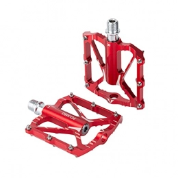 XYXZ Mountain Bike Pedal XYXZ Cycling Pedals Flat 1 Pair Bicycle Pedal Non-Slip Widen 3 Bearing Aluminum Alloy Mountain Bike Cycling Accessories Pedals (Color : Red)