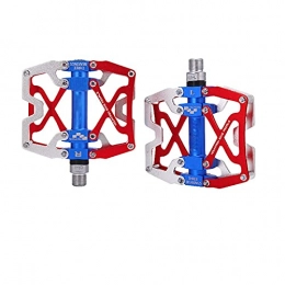 XYXZ Spares XYXZ Cycling Pedals Flat Mountain Bike Bicycle Pedals Cycling Ultralight Aluminium Alloy Bicicleta Mountain Bicycle Cnc Bearing Pedals Pedals (Color : Silver Blue Red)