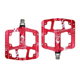 XYXZ Mountain Bike Pedal XYXZ Cycling Pedals Flat Pedals Ultra-Light And Ultra-Thin 3 Bearings Non-Slip Pedals Aluminum Alloy Mountain Bike Mtb Anodizing Road Bicycle Pedal 1 Pair Pedals (Color : Red)
