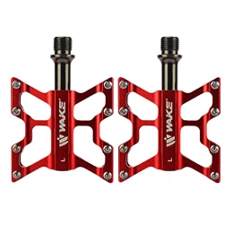 Yagosodee Mountain Bike Pedal Yagosodee Road Bike Pedals MTB Pedals, CNC Aluminum Alloy Platform Mountain Bike Pedals CR- MO Machined 3 Bearing Cycling Pedals 1 Pair (Red)