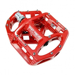 YANBINYA Mountain Bike Pedal YANBINYA 9 / 16" Bike Pedals, Magnesium Alloy Spindle Bearing High-Strength Non-Slip Large Flat Platform Pedals, For Mountain Bike Road Bicycle(Red)