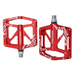 YANBINYA Spares YANBINYA Bicycle Pedals, 3 Bearings Ultralight Aluminium Alloy Non-Slip Bicycle Platform Pedals, For Mountain Bikes / Road Bicycles / BMX / MTB(Red)