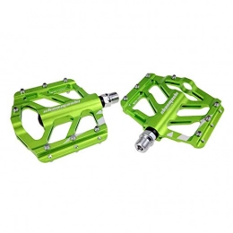 YANBINYA Spares YANBINYA Bike Pedals, Aluminum Alloy With DU Sealed Bearing CNC Machined Cr-Mo and Anti-Skid Pins Bicycle Flat Pedal, For Road Mountain BMX MTB Bikes(Green)