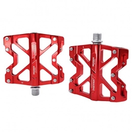 YANBINYA Mountain Bike Pedal YANBINYA Mountain Bike Pedals, Antiskid Durable Aluminum Alloy 3 Bearing Anodizing Bicycle Pedals, for BMX MTB Road Bicycle 9 / 16(Red)