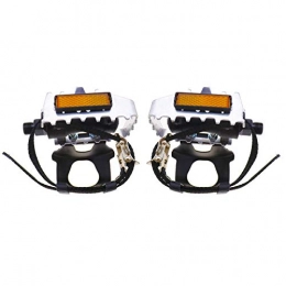 YINETTECH Spares YINETTECH Pair Bicycle Toe Clip Cages Pedals with Strap Belts for Cycling Road Mountain Bike