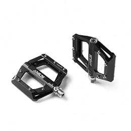 YINHAO Spares YINHAO Bearings Mountain Bike Pedals Platform Bicycle Flat Alloy Pedals 9 / 16" Pedals Non-Slip Alloy Flat Pedals (Color : A004 Black)