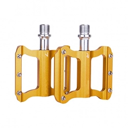 YMBHUO Mountain Bike Pedal YMBHUO Road Bike Ultra Light Flat Pedal Aluminum Alloy Bicycle Pedal Bearing Non-slip Folding Bicycle Road Bikes JT06 Color Pedals (Color : Gold)