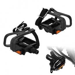 Yosoo Health Gear 1 Pair Mountain Bike Pedals, Road Bike Pedals with Toe Clips and Straps Design, Bicycle Pedal Adopts Lightweight Hollow-out Design