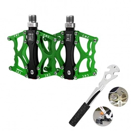 YSHUAI Mountain Bike Pedal YSHUAI Pedal Wrench, 1-Pair Lightweight Mountain Bike Pedals, Easy to install Bicycle Flat Pedal, Aluminum Alloy Anti-Skid Durable Bicycle Pedal 3 Palin 9 / 16 Inch Sealed Bearing Pedals, Green