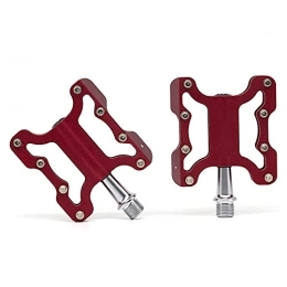 YUN Mountain Bike Pedals MTB Bicycle Flat Pedals, Mountain Bike Pedal With Removable Anti-Skid Nails Lightweight Road Cycling Bicycle Pedals (Color : Red)