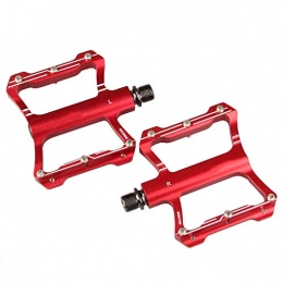 Yuzhijie Spares Yuzhijie Bicycle accessories pedal aluminum alloy flat ultra-light wide road mountain bike pedal bearing, Red